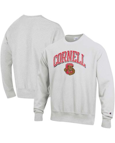 Champion Grey Cornell Big Red Arch Over Logo Reverse Weave Pullover Sweatshirt