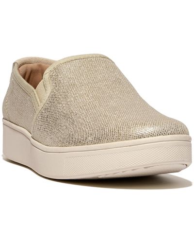 Fitflop Rally Glitz-canvas Slip-on Skate Sneakers - Natural