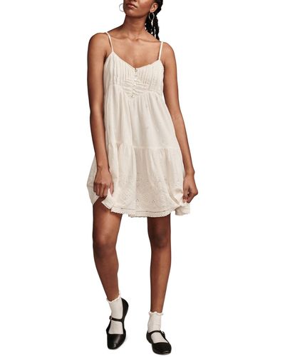 Lucky Brand Pintuck-bodice Tiered Mini Dress - Natural