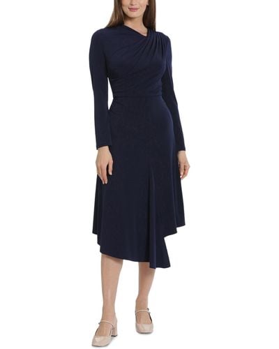Maggy London Asymmetrical Draped Dress - Blue