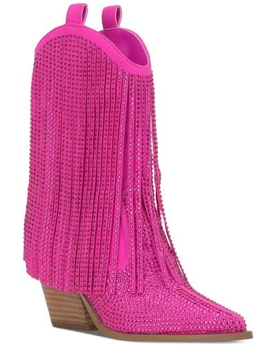 Jessica Simpson Paredisa Fringe Cowboy Booties - Pink