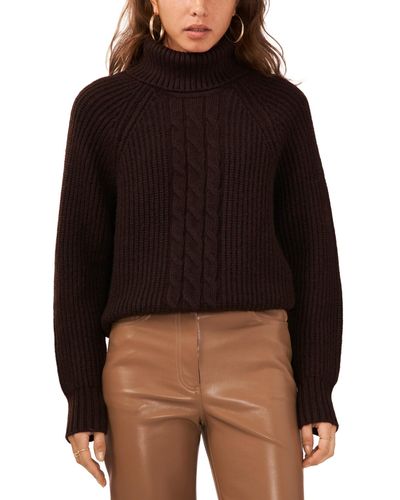 1.STATE Turtleneck Back-cutout Raglan-sleeve Sweater - Black