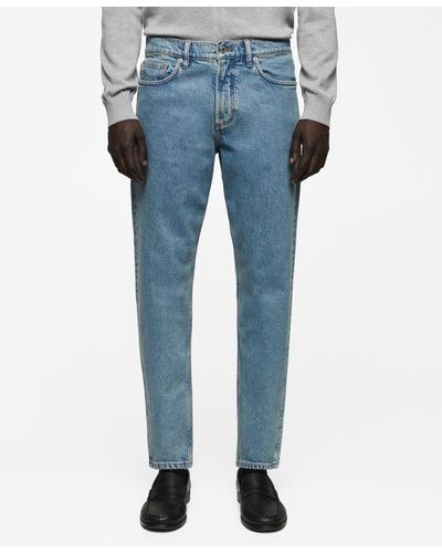 Mango Ben Tapered Cropped Jeans - Blue