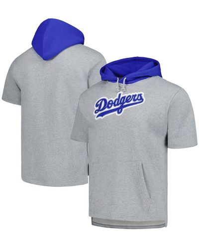 Mitchell & Ness Los Angeles Dodgers Postgame Short Sleeve Pullover Hoodie - Blue