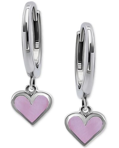 Giani Bernini Heart Dangle Hoop Drop Earrings - Pink