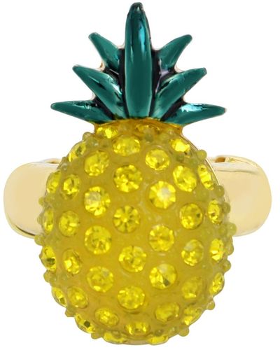 Betsey Johnson S Pineapple Cocktail Stretch Ring - Yellow