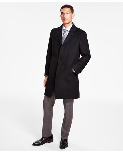 Kenneth Cole Classic-fit Solid Overcoats - Black