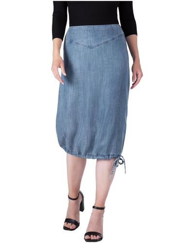Standards & Practices Modern Denim Adjustable Hem Drawstring Skirt - Blue