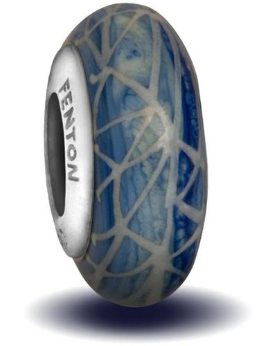 Fenton Glass Jewelry: Ice Crystals Glass Charm - Blue
