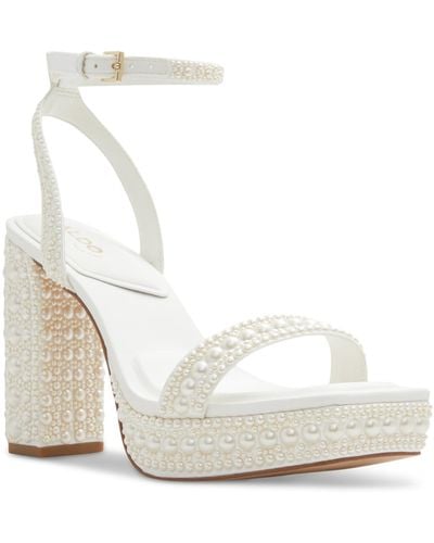 ALDO Lulu Pearl Two-piece Platform Dress Sandals - White