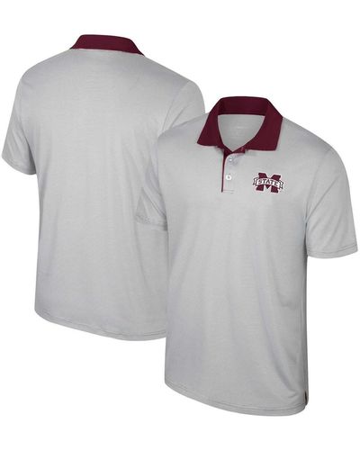 Colosseum Athletics Mississippi State Bulldogs Tuck Striped Polo Shirt - Gray