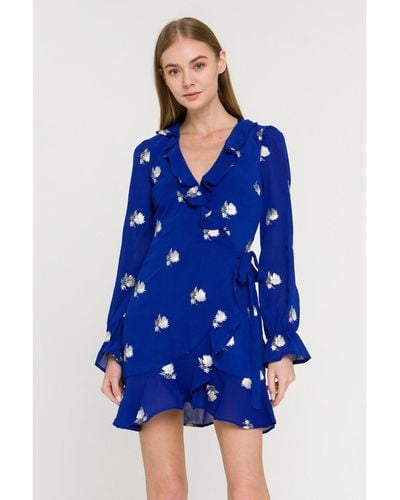 Endless Rose Embroidered Wrap Dress - Blue