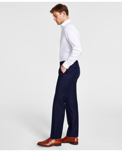 Michael Kors Classic-fit Wool Stretch Solid Suit Pants - Blue