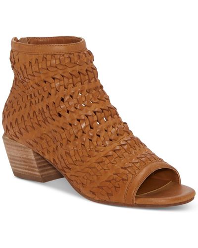 Lucky Brand Mofira Woven Peep Toe Heeled Sandals - Brown