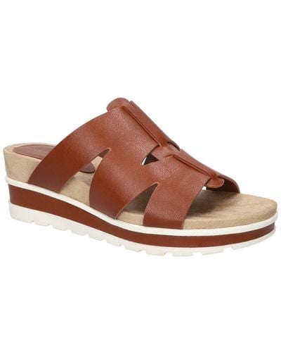 Easy Street Mauna Slip-on Wedge Sandals - Brown