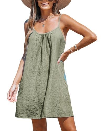 CUPSHE Sage Scoop Neck Sleeveless Mini Cover-up - Green