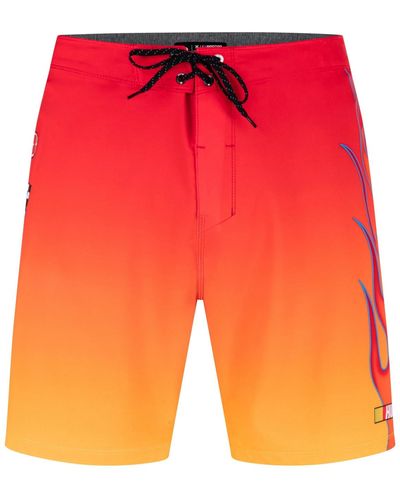 Hurley Phantom Nascar Flames Drawstring Board Shorts - Orange