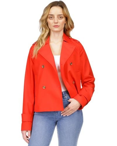 Michael Kors Michael Cotton Twill Cropped Peacoat - Red