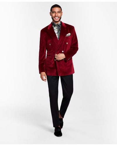 Tayion Collection Classic-fit Velvet Jacket - Red
