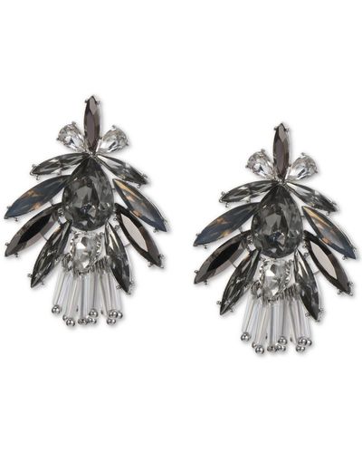 INC International Concepts Silver-tone Mixed Stone Fan Drop Earrings - Gray