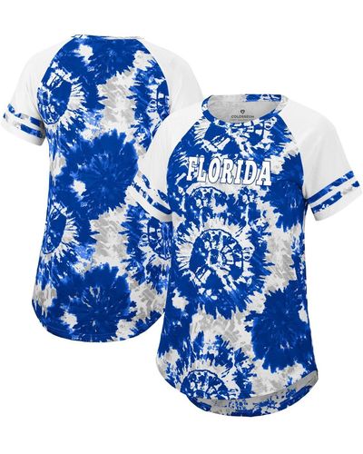 Colosseum Athletics Royal And White Florida Gators Annie Oversized Tie-dye Raglan T-shirt - Blue