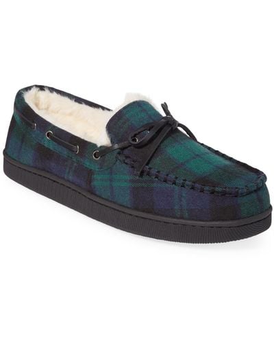 Club Room Plaid Moccasin Slippers - Blue