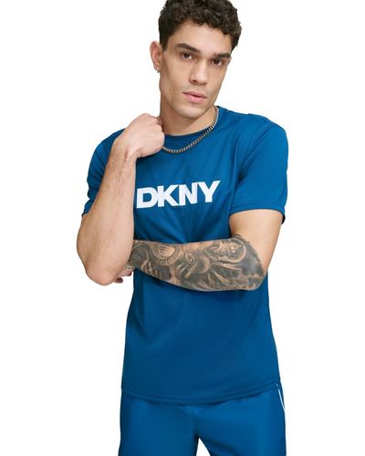 DKNY Rash Guard Short Sleeve Crewneck Logo Graphic T-shirt - Blue