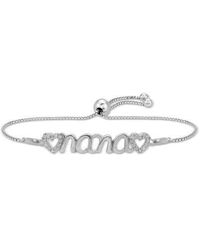 Macy's Diamond Nana Heart Bolo Bracelet (1/6 Ct. T.w. - Metallic