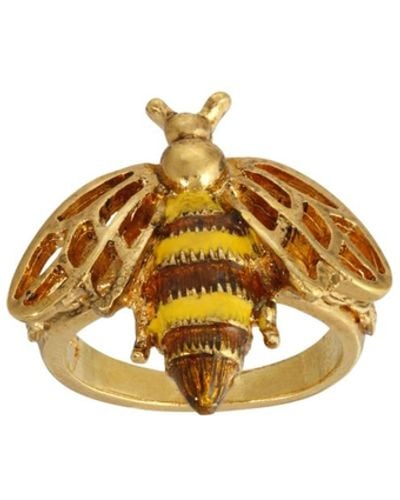2028 Enamel Yellow And Brown Bee Ring Size 7 - Metallic