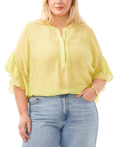 Vince Camuto Plus Size Pintuck Flutter-sleeve Blouse - Yellow