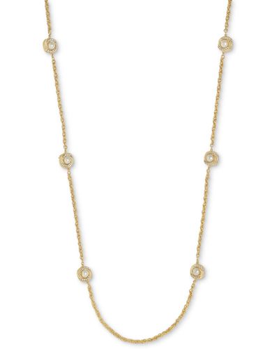 Charter Club Tone Pave & Imitation Pearl Station Necklace - Metallic