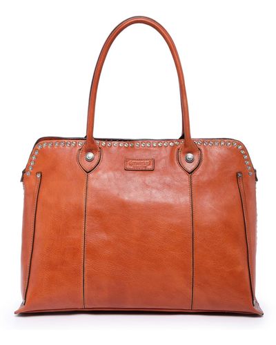 Old Trend Genuine Leather Soul Stud Satchel Bag - Orange