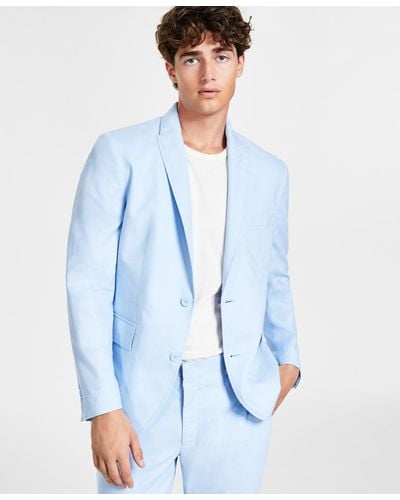 INC International Concepts Slim-fit Stretch Linen Blend Suit Jacket - Blue