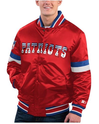 Starter Distressed New England Patriots Gridiron Classics Home Game Satin Full-snap Varsity Jacket - Red