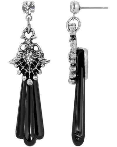 2028 Crystal And Jet Drop Earring - Black