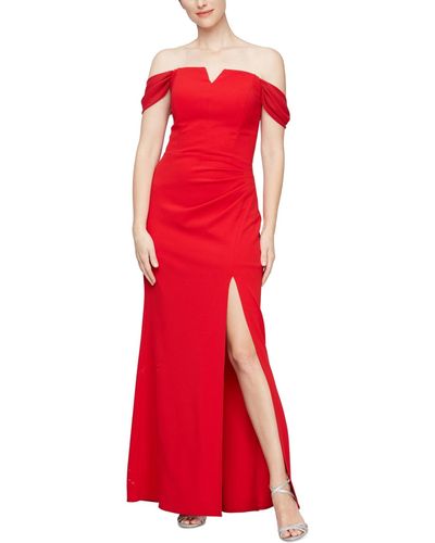 Alex & Eve Off-the-shoulder Chiffon-sleeve Dress - Red