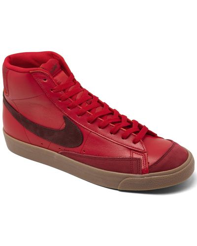 Nike Blazer Mid 77 Vintage-like Casual Sneakers From Finish Line - Red