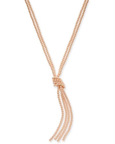 Charter Club Colored Imitation Pearl Knotted Lariat Necklace - Pink
