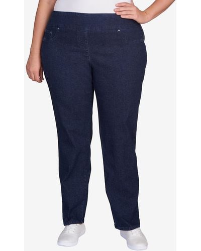 Ruby Rd. Plus Size Pull On Denim Pants - Blue