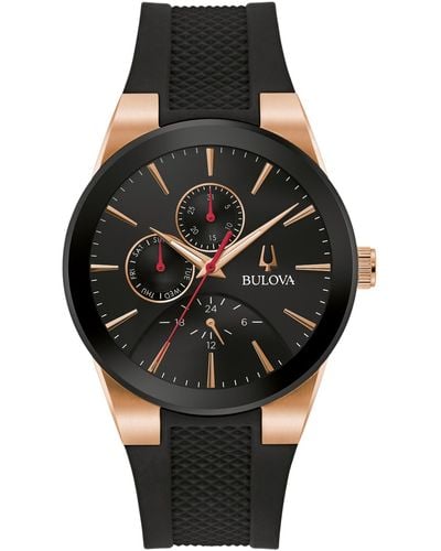 Bulova Chronograph Modern Millennia Silicone Strap Watch 41mm - Black