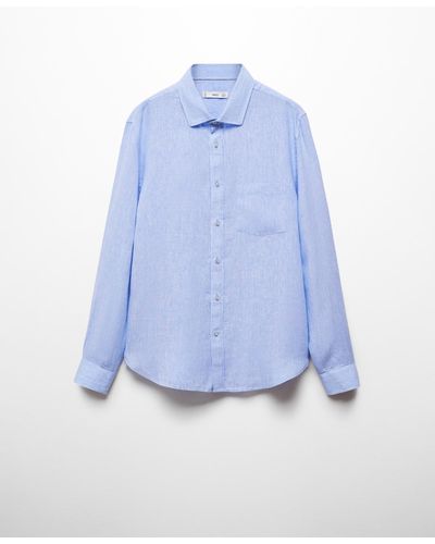 Mango 100% Linen Regular-fit Shirt - Blue