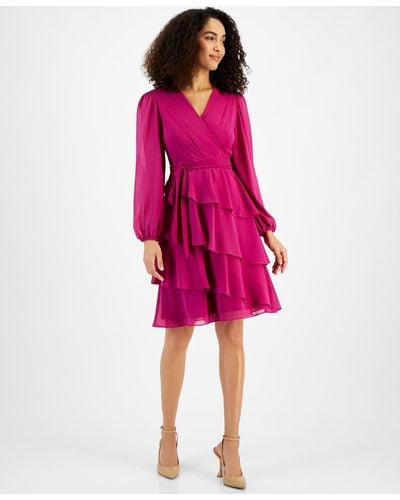 Jessica Howard Tiered Fit & Flare Dress - Pink