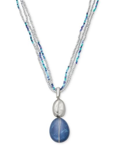 Style & Co. Stone & Seed Bead Multi-chain Pendant Necklace - Metallic