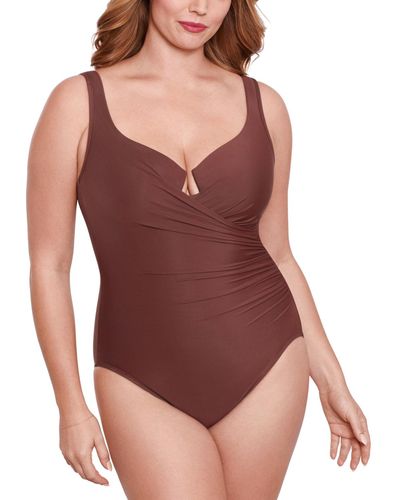 Miraclesuit Plus Size Escape Underwire Allover-slimming Wrap One-piece Swimsuit - Red