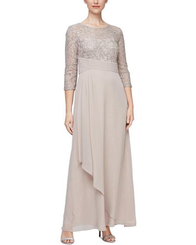Alex Evenings Sequin-lace Empire-waist Dress - Gray