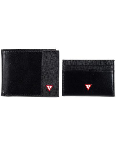 Guess Rfid Slimfold Wallet & Card Case Set - Black