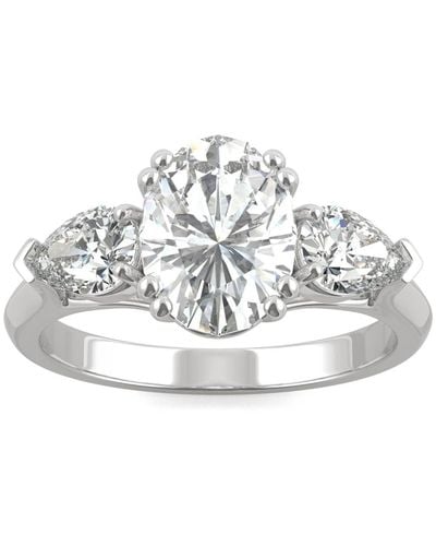 Charles & Colvard Moissanite Three Stone Engagement Ring 3 Ct. T.w. Diamond Equivalent - Metallic