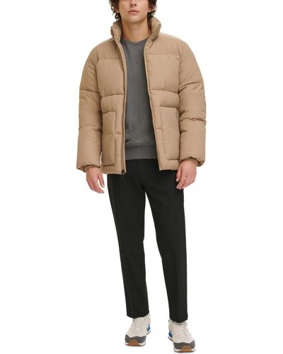 DKNY Refined Quilted Full-zip Stand Collar Puffer Jacket - Natural