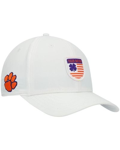 Black Clover Clemson Tigers Nation Shield Snapback Hat - White
