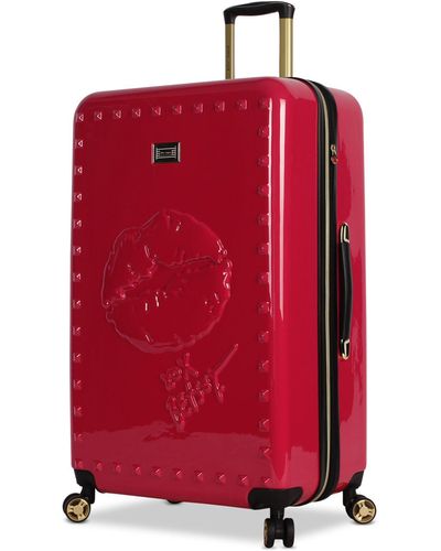 Betsey Johnson Lips 30" Hardside Expandable Spinner Suitcase - Red